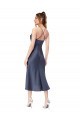 Sleeveless Cowl Neck Silky Satin Black Midi Length High Low Evening Dress Canada Clearance