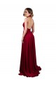Sleeveless V-Neck Spandex Burgundy Long Black Tie Evening Dress Canada Clearance