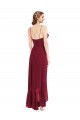 Sleeveless V-Neck Soft Chiffon Burgundy Long High Low Evening Dress Canada Clearance