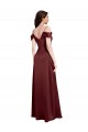 Sleeveless V-Neck Stretch Satin Burgundy Gold Long Formal Dress Canada Clearance