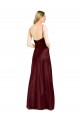 Sleeveless V-Neck Stretch Satin Burgundy Gold Long Evening Dress Canada Clearance