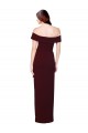 Sleeveless Off the Shoulder Stretch Crepe Burgundy Gold Long Formal Evening Dress Canada Clearance