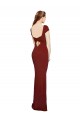 Cap Sleeves Round Neck Stretch Crepe Burgundy Long Formal Evening Dress Canada Clearance