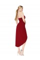 Sleeveless High Neck Stretch Crepe Burgundy Knee Length High Low Evening Dress Canada Clearance