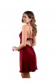 Sleeveless Cowl Neck Silky Satin Burgundy Midi Length Formal Evening Dress Canada Clearance