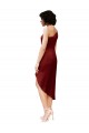 Sleeveless One Shoulder Stretch Satin Burgundy Midi Length Black Tie Evening Dress Canada Clearance