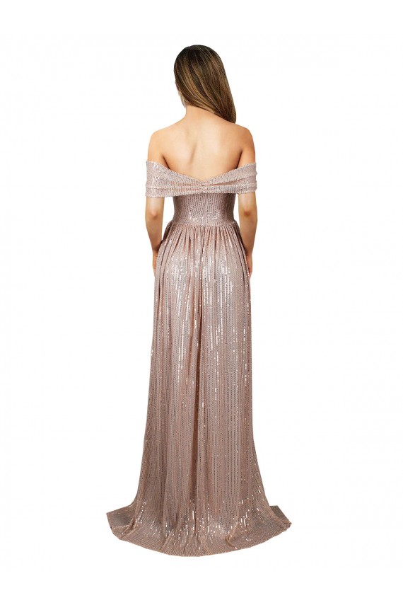 Sleeveless Strapless Sequin Champagne Long Formal Evening Dress Canada Clearance