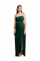 Sleeveless Square Neck Stretch Satin Hunter Long Formal Evening Dress Canada Clearance