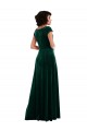 Cap Sleeves Cowl Neck Stretch Velvet Dark Green Long Black Tie Evening Dress Canada Clearance