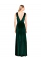 Sleeveless V-Neck Stretch Velvet Dark Green Long Evening Dress Canada Clearance