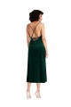 Sleeveless Cowl Neck Stretch Velvet Dark Green Midi Length Black Tie Evening Dress Canada Clearance