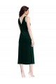 Sleeveless Cowl Neck Stretch Velvet Dark Green Midi Length Evening Dress Canada Clearance