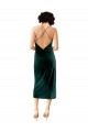 Sleeveless Cowl Neck Stretch Velvet Dark Green Midi Length Formal Dress Canada Clearance