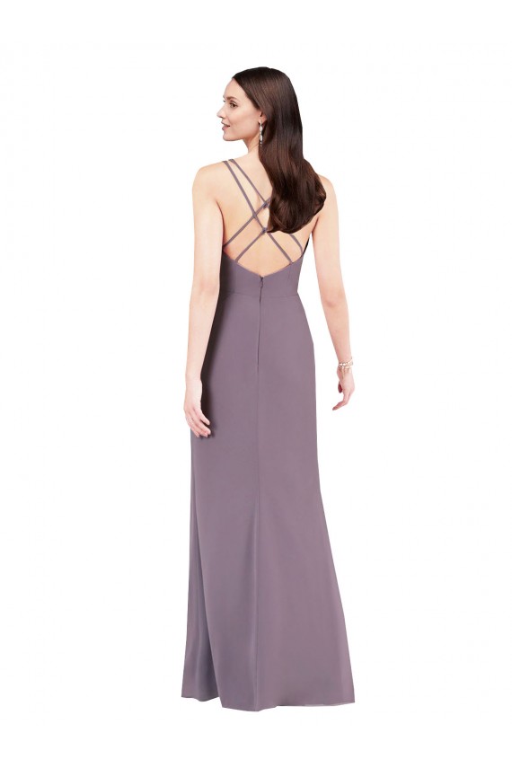 Sleeveless Sweetheart Soft Chiffon Dark Lavender Long Formal Evening Dress Canada Clearance
