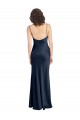 Sleeveless Cowl Neck Stretch Satin Dark Navy Long Black Tie Evening Dress Canada Clearance