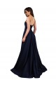 Sleeveless High Neck Stretch Crepe Dark Navy Long Formal Dress Canada Clearance