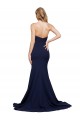 Sleeveless Sweetheart Stretch Crepe Dark Navy Sweep Train Formal Evening Dress Canada Clearance