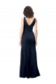 Sleeveless High Neck Stretch Crepe Dark Navy A-Line Long Formal Dress Canada Clearance