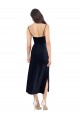 Sleeveless Cowl Neck Stretch Velvet Dark Navy Midi Length Formal Evening Dress Canada Clearance
