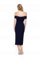 Sleeveless Sweetheart Stretch Crepe Dark Navy Midi Length Formal Evening Dress Canada Clearance