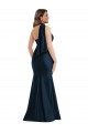 Sleeveless Halter Neck Silky Satin Dark Navy Long Formal Plus Size Evening Dress Canada Clearance