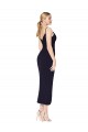 Sleeveless High Neck Stretch Crepe Dark Navy Knee Length Formal Dress Canada Clearance