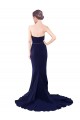 Sleeveless Strapless Stretch Crepe Dark Navy Mermaid Sweep Train Semi Formal Evening Dress Canada Clearance