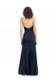 Sleeveless Scoop Neck Stretch Crepe Dark Navy Long Formal Dress Canada Clearance