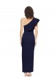 Sleeveless One Shoulder Stretch Crepe Dark Navy Sheath Long Formal Evening Dress Canada Clearance