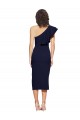 Sleeveless One Shoulder Stretch Crepe Dark Navy Midi Length Formal Evening Dress Canada Clearance