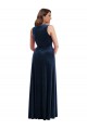 Sleeveless V-Neck Stretch Velvet Dark Navy Long Formal Plus Size Evening Dress Canada Clearance