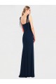 Sleeveless Spaghetti Straps Stretch Crepe Dark Navy Long Semi Formal Evening Dress Canada Clearance
