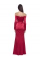 Long Sleeves Sweetheart Stretch Satin Dark Red Long Formal Evening Dress Canada Clearance