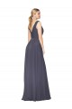 Sleeveless High Neck Soft Chiffon Dusty Blue Long Formal Evening Dress Canada Clearance