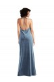 Sleeveless Cowl Neck Stretch Velvet Dusty Blue Long Evening Gowns Canada Clearance