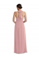 Sleeveless Halter Neck Soft Chiffon Dusty Pink Long Semi Formal Evening Dress Canada Clearance
