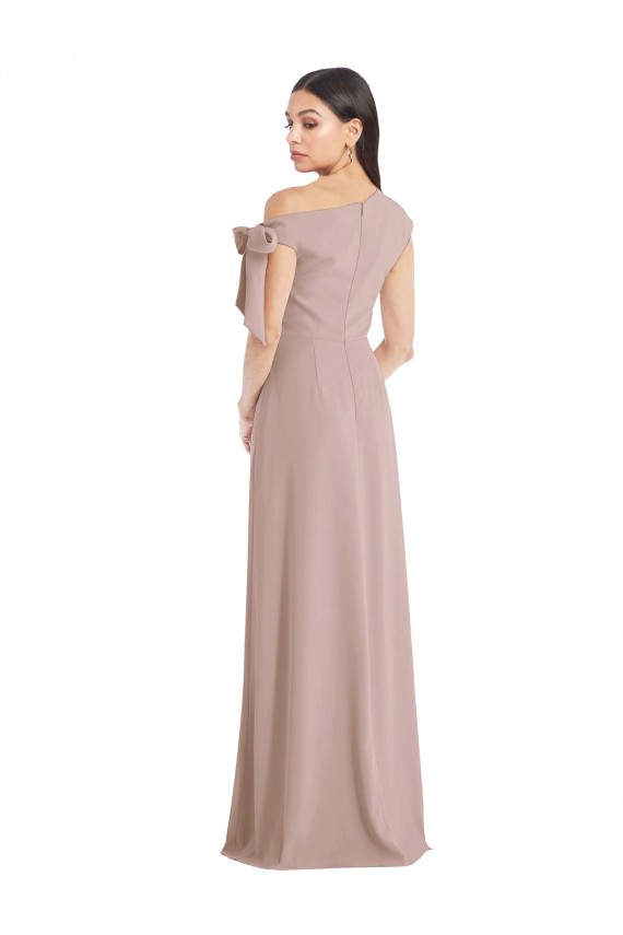 Sleeveless Off the Shoulder Stretch Crepe Dusty Pink Long Formal Evening Dress Canada Clearance