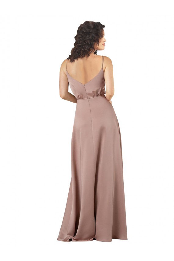 Sleeveless Sweetheart Silky Satin Dusty Pink Long Formal Evening Dress Canada Clearance