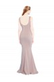 Cap Sleeves Scoop Neck Stretch Crepe Dusty Pink Long Formal Evening Dress Canada Clearance