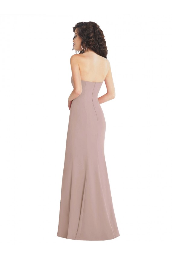 Sleeveless Strapless Stretch Crepe Dusty Pink Long Formal Dress Canada Clearance
