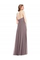 Sleeveless Halter Neck Soft Chiffon Dusty Rose Long Formal Evening Dress Canada Clearance