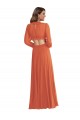 Long Sleeves V-Neck Soft Chiffon Firecracker Long High Low Evening Dress Canada Clearance