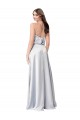Sleeveless Halter Neck Silky Satin Fog Long Formal Evening Dress Canada Clearance