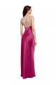 Sleeveless V-Neck Stretch Satin Fuchsia Long Formal Evening Dress Canada Clearance