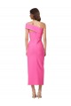 Sleeveless One Shoulder Stretch Crepe Fuchsia Midi Length Formal Evening Dress Canada Clearance