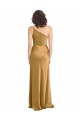 Sleeveless One Shoulder Stretch Satin Gold Long Formal Evening Dress Canada Clearance