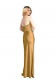 Sleeveless Strapless Stretch Satin Gold Long Formal Evening Dress Canada Clearance