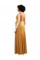 Sleeveless V-Neck Stretch Velvet Gold Long Black Tie Evening Dress Canada Clearance