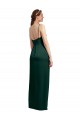 Sleeveless Square Neck Stretch Satin Hunter Long Formal Evening Dress Canada Clearance