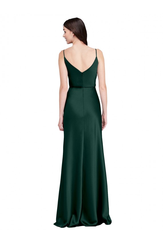 Sleeveless Cowl Neck Stretch Satin Hunter Long Black Tie Evening Dress Canada Clearance